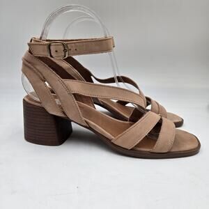 Lucky Brand Beige Tan Block Heel Sandals